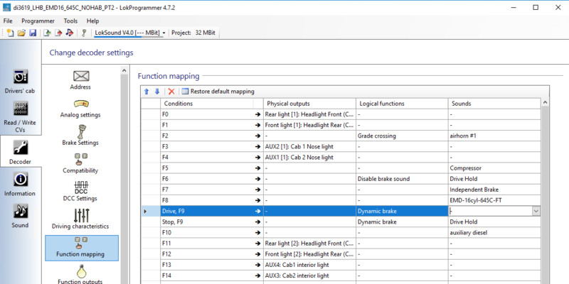 ESU LokSound function mapping